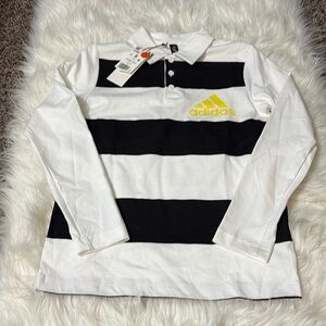 NWT Adidas Boys Youth Long Sleeve Rugby Golf Polo Size S in 100% Cotton
